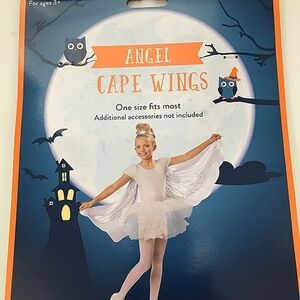 Angel Cape Wings Costume Halloween Pretend Dress Up White Sparkle Fairy Girls